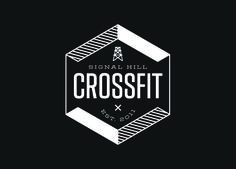 the crossfit logo is shown on a black background with white letters and lines