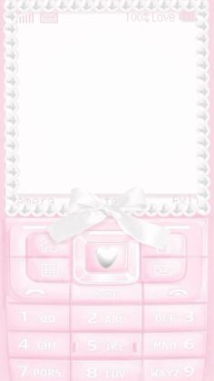 a pink cell phone with a white bow on it