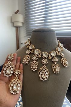 Indian Bridal Jewelry Sets Brides, Polki Necklace Set, Necklace Closure, Pearl Necklace Gold, Victorian Necklace, Polki Necklace, Gold Pearl Necklace, Free Earrings