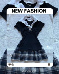 New fashion alert! Elevate your style with this chic black polo shirt paired with a classic plaid skirt. Add a touch of elegance with a pearl necklace. Perfect for a casual yet sophisticated look. #OOTD #Fashion #Style #PoloShirt #PlaidSkirt #PearlNecklace #tavimart Black Polo Shirt, Black Polo, Plaid Skirt, Plaid Skirts, Ootd Fashion, Elevate Your Style, New Fashion, Pearl Necklace, Polo Shirt