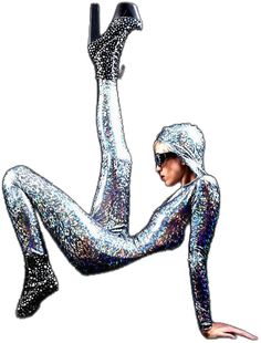 Futuristic Stretch Bodysuit For Costume Party, Metallic Shiny High Stretch Unitard, Metallic Stretch Unitard For Night Out, Metallic High Stretch Unitard For Party, Disco Metallic Bodysuit For Club, Silver Shiny Stretch Bodysuit, Mars, The Originals, Van