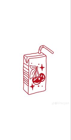 a drawing of a juice carton with cherries on it