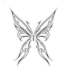 a butterfly tattoo design on the back of a woman's shoulder and chest,