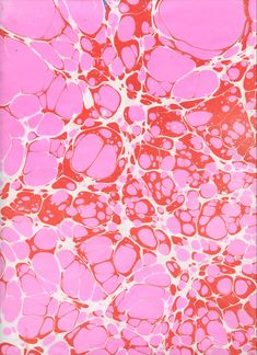 an abstract painting in pink and red with lots of white dots on the top of it