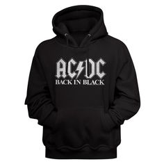 Items Are 100% Cotton, Men’s Regular Fit. Most Women Order Their Normal Size As These Are Meant To Run A Bit Loose Black Hooded Sweatshirt, Band Hoodies, Black Pullover, Ac Dc, Black Logo, Rock Band, Long Sleeve Pullover