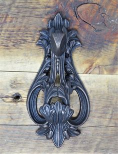 HRP-343 Art Nuevo Door Knocker / Ring Pull Art Nuevo, Ornate Door, Door Knobs And Knockers, Rustic Hardware, Wrought Iron Doors, Iron Ring, Iron Hardware, Iron Door, Screws And Bolts