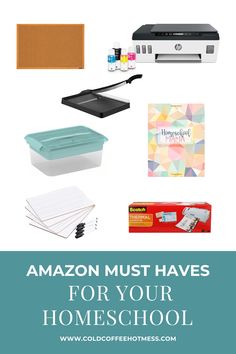 the back to school items are shown with text that reads amazon must haves for your homeschool