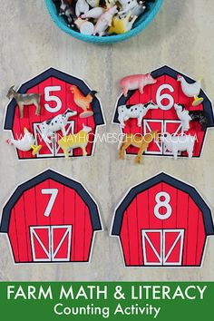 farm math and literacy counting activity for toddlers to practice number recognition in the barn