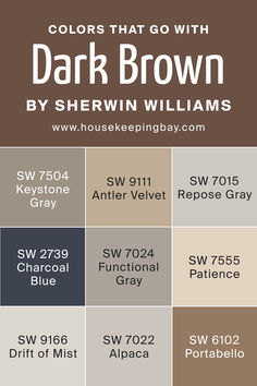 the colors that go with dark brown by sherylin williams and sherylin williams gray