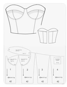 the front and back view of a bralet pattern, with instructions to make it