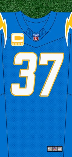 a blue jersey with the number 37 on it