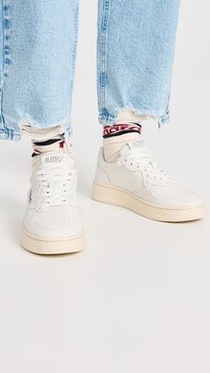 Autry Medalist Sneakers | Shopbop Ankle-high Leather Sneakers With Leather Sole, Classic Flat Heel Sneakers With White Sole, Classic Leather Ankle-high Sneakers, Classic Ankle-high Leather Sneakers, Sneakers With Leather Sole And Round Toe, Leather Sole Sneakers With Round Toe And Medium Fit, Classic Flat Heel Sneakers With Removable Insole, Leather Sneakers With Cushioned Footbed, Classic Sneakers With Removable Insole And Round Toe