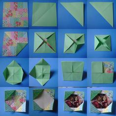 the steps to make an origami flower with pictures and instructions on how to fold it