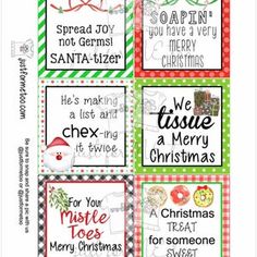 four christmas cards with different sayings and pictures on the front, one is for santa claus