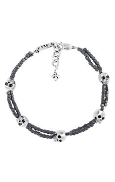 .925 sterling silver Hematite Beads Handmade In USA Bracelets For Guys, Cool Mens Bracelets, Sterling Silver Bracelets Handmade, Silk Bracelet, Designer Bracelets, King Baby, Beads Bracelet Design, Skull Bracelet, Mens Designer Fashion