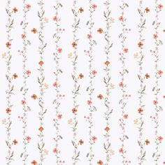 an image of a flower pattern on a white wallpaper with orange and pink flowers