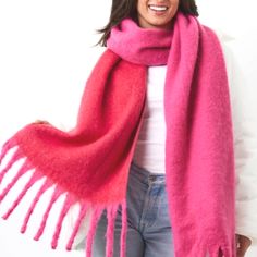 120" Long C2 Eloise At Christmastime, Scarf Shrug, Pink Scarves, Oversized Scarf, Anthropologie Sweater, Blanket Scarf, Shrug Sweater, Pink Red, Two Tone