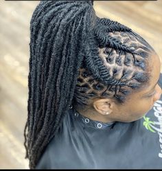 Locs Hairstyles For Women Short Mohawk, Loc Ponytail Styles Dreadlocks, Loc Extended Ponytail, Loc Petal Styles Mohawks, Petal Loc Mohawk, Dreadlock Wedding Hairstyles, Mohawk Updo, Faux Braids, Hair Tea