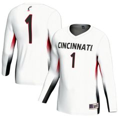 Rep the Cincinnati Bearcats with this #1 Lightweight Women's Volleyball Fashion Jersey from GameDay Greats. This lightweight and breathable jersey features smooth, fully sublimated graphics that won't fade, ensuring a vibrant look that lasts. The woven patch at the bottom hem on this Cincinnati Bearcats jersey adds a touch of classic style, making it perfect for game day or everyday wear. Team Spirit White Moisture-wicking Activewear, White Team Spirit Moisture-wicking Activewear, Collegiate White Activewear For Sports, White Collegiate Moisture-wicking Activewear, White Basketball Activewear, Women's Volleyball, Cincinnati Bearcats, Women Volleyball, Cincinnati