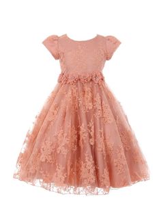 9078_ROSE_5.jpg?0 Pink Fitted Dress For Confirmation, Princess Style Short Sleeve Dress For Confirmation, Pink Princess Dress For Confirmation, Fitted Pink Princess Dress For Confirmation, Pink Fitted Princess Dress For Confirmation, Pink Short Sleeve Holiday Dress, Peach Flower Girl Dress, Chantilly Lace Wedding Dress, Unique Boho Wedding Dress