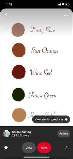 an iphone screen showing different shades of wine