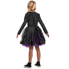 Jack Skellington's got a fashionable, new look! If you love The Nightmare Before Christmas, you will definitely be interested in this costume. This costume puts a twist on the Pumpkin King's iconic striped suit by turning it into a fashionable dress with a purple tutu! All your friends will love your Halloween costume! Christmas Costumes For Adults, Nightmare Before Christmas Girl, Skellington Costume, Nightmare Before Christmas Mayor, Family Themed Halloween Costumes, Nightmare Before Christmas Costume, Jack Skellington Costume, Sally Costume, Nightmare Before Christmas Characters