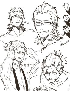 some drawings of people with glasses and hair