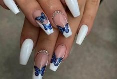 Butterfly Nails Inspiration and Ideas that Will Transform your Nails Butterfly Nail Ideas, Nails Butterflies, Butterflies Blue, Butterfly Nails, Cute Simple Nails, Lavender Nails