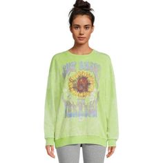 Slip on Self Esteems Mineral Wash Sweatshirt and surrender to the cozy softness. Sure to be your few favorite top for weekends or lounging, this sweatshirt features a cool mineral wash finish and a bold, colorful graphic. Pair with jeans, joggers or leggings for a look youll want to live in. Size: L.  Color: Green.  Gender: female.  Age Group: adult. Comfy Green Sweatshirt For Spring, Green Leisure Sweatshirt For Spring, Green Spring Leisure Sweatshirt, Jeans Joggers, Graphic Print Sweatshirt, Hoodie Blanket, Champion Reverse Weave, Tie Dye Sweatshirt, Top Pants Set