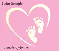 a pair of feet in the shape of a heart with text that reads, color sample stencils - by - joanie