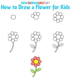 how to draw a flower for kids with easy step by step drawing instructions and pictures