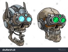 two skulls with goggles on their heads