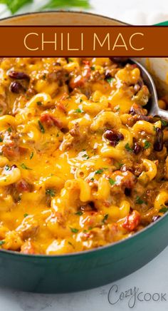 chili mac and cheese topped with extra cheese in a large pot Chili Macaroni, Creamy Chili, Easy Fall Dinners, Creamy Macaroni And Cheese, Fall Dinner Recipes, Ground Beef Recipes For Dinner