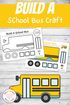 build a school bus craft is shown with the text, build a school bus craft