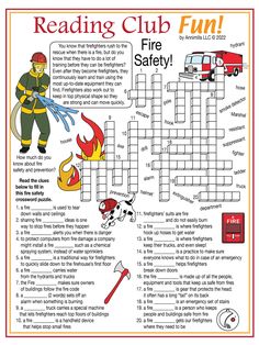 a fire safety crossword puzzle for kids