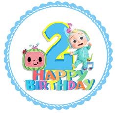 a cartoon character with the number two on it's face and an image of a baby