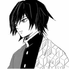 an anime character with black hair wearing a jacket