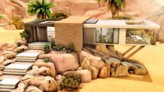 Desert House Exterior, Desert House Plans, Sims House Ideas, Sims 4 Modern House, Oasis Springs, San Myshuno, Desert House