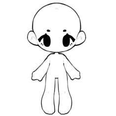 an outline of a cartoon character with big eyes