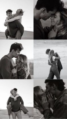 black and white photos of people kissing on the beach