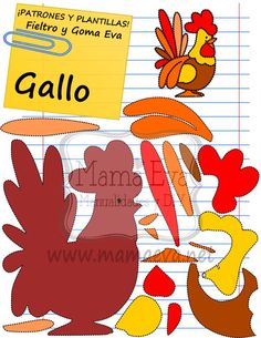 an image of the words galloo and roosters on lined paper with clipping