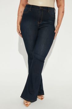 Our sexiest flare jean is offered in a range of washes in a high stretch, super soft fabric that hugs every curve. Fitted in the hips and thighs while flaring at the knee, these jeans elongate the legs and are perfect with a heel. Now offered in a range of washes, colors, and inseams. Available In Black, Dark Denim, Medium Blue Wash, Light Blue Wash, White, Brown, And Olive. Petite 31" Inseam, Regular 34" Inseam, And Tall 37" Inseam 11.5" High Rise High Stretch Denim 22" Flare Leg Opening Faux F Stretch High Rise Flare Jeans In Dark Wash, Dark Wash Stretch Flare Pants, Dark Wash Stretch High Rise Flare Jeans, Stretch High Waist Denim Blue Flare Jeans, High Waist Stretch Denim Blue Flare Jeans, High Rise Stretch Dark Wash Flares, Stretch High Rise Dark Wash Flares, Stretch High Rise Medium Wash Flares, Non-stretch Flare Jeans In Dark Wash