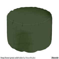 a large green round ottoman cover on a white background with the words, deep forest green solid