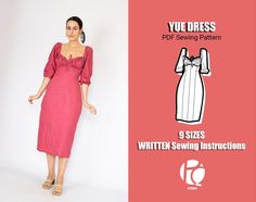 a woman in a pink dress with the text, you've dress sewing pattern