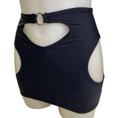 Stretch Club Skort In Solid Color, Stretch Skort For Clubbing, Stretch Elastane Mini Skirt For Club, Stretch Solid Color Skort For Club, Elastane Stretch Mini Skirt For Club, Club Stretch Elastane Mini Skirt, Fitted Bottoms With Cut-out Waist For Night Out, Black Stretch Skort For Club, Fitted Cutout Bottoms For Night Out