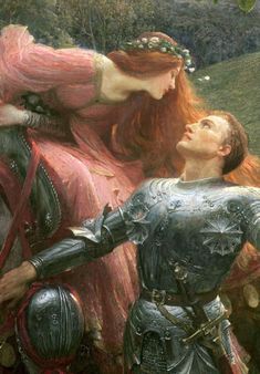 a painting of two women in armor and one is kissing the other's forehead