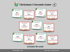 christmas seconds game 3 includes 8 cards and an instant printable package for $ 5