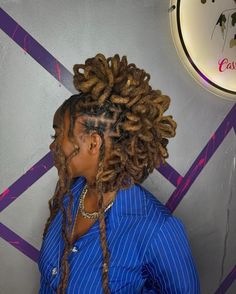 Pineapple Half Up Half Down Locs, Locs In Pineapple, Loc Pineapple Style, Loc Petal Bun Half Up Half Down, Lox Styles, Lock Hairstyles, Loc Goddess, Military Loc Styles