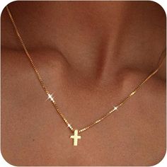 Amazon.com: Poxtex Gold Cross Necklace for Women Dainty 14K Small Cross Pendant Simple Christian Faith Necklaces Tiny Chunky Cross Necklace for Women Jewelry Gift Non Tarnish Waterproof Cross Choker Necklaces : Clothing, Shoes & Jewelry Simple Gold Necklaces, Gold Cross Necklace For Women, Women Gold Jewelry, Cross Necklace For Women, Cross Choker Necklace, Tiny Cross Necklace, Necklace For Women Gold, Cross Choker, Gold Jewelry Gift