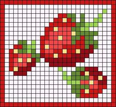 a cross stitch pattern with red flowers on it